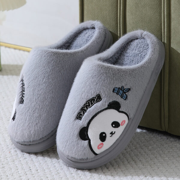 Cute Cartoon Panda Slippers Home Winter Warm Thick-soled Floor Bedroom Slipper Couples House Shoes - Image 5