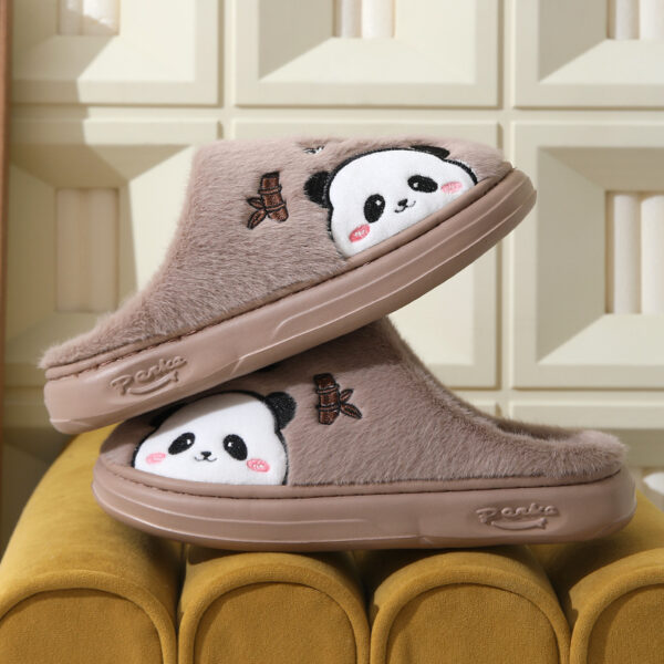 Cute Cartoon Panda Slippers Home Winter Warm Thick-soled Floor Bedroom Slipper Couples House Shoes - Image 6