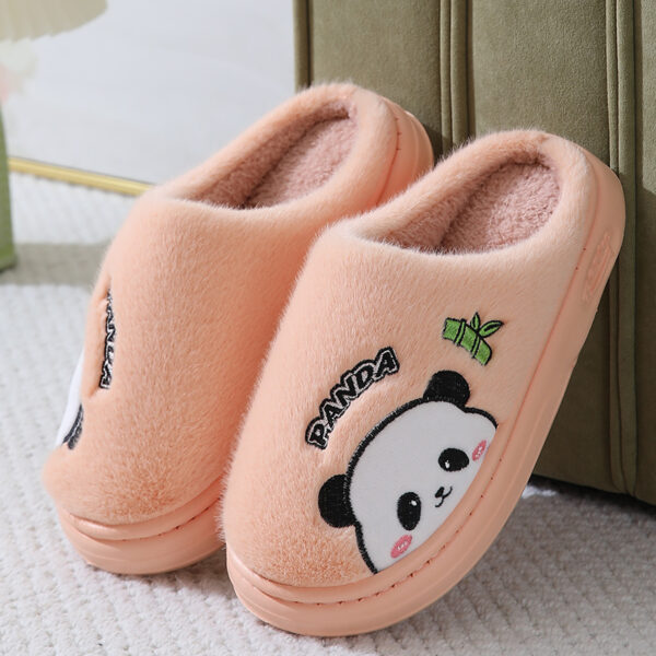 Cute Cartoon Panda Slippers Home Winter Warm Thick-soled Floor Bedroom Slipper Couples House Shoes - Image 3