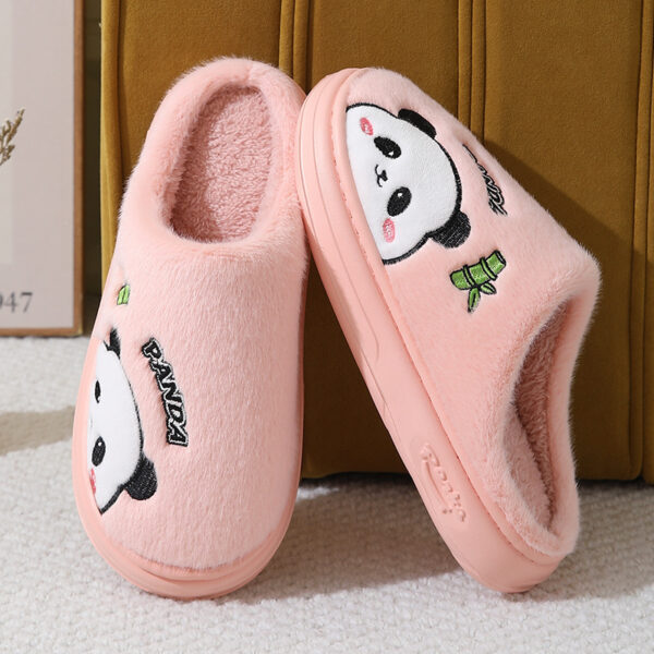 Cute Cartoon Panda Slippers Home Winter Warm Thick-soled Floor Bedroom Slipper Couples House Shoes - Image 2