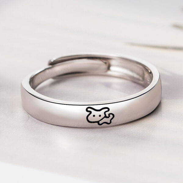 S925 Sterling Silver Love Couple Ring Simple Bracelet - Image 3