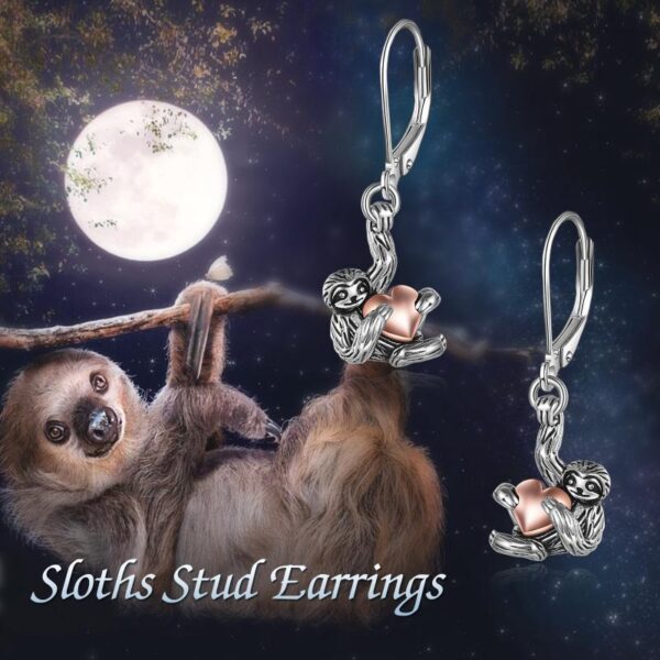 Sloth Leverback Dangle Drop Earrings Jewelry in Yellow Gold Plated Sterling Silver - Image 3