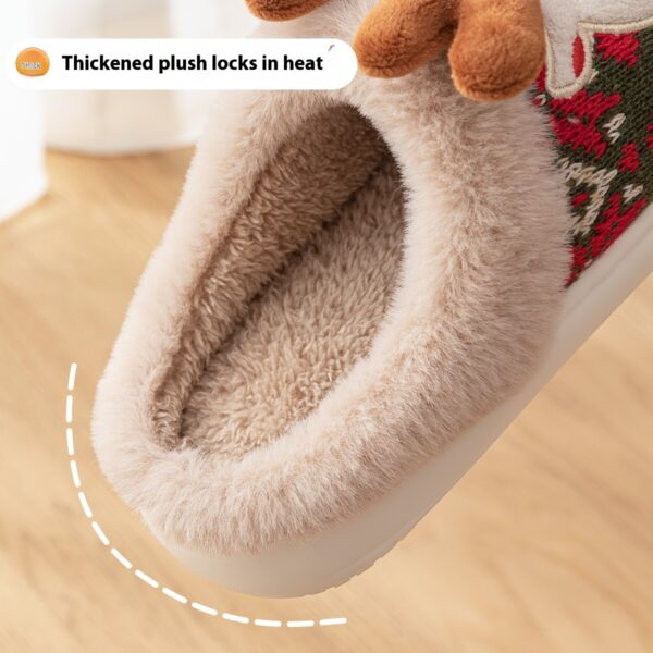 Cute Christmas Elk Plush Slippers Winter Ins Fashion Non-slip Floor Bedroom Home Slippers For Women Fuzzy House Shoes - Image 5