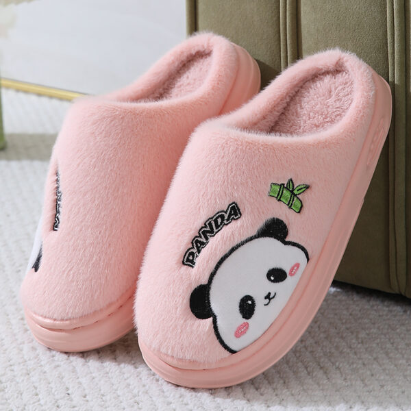 Cute Cartoon Panda Slippers Home Winter Warm Thick-soled Floor Bedroom Slipper Couples House Shoes - Image 9