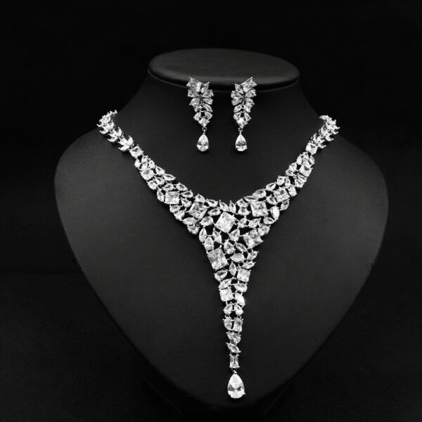 Colorful Zircon Necklace Set Wedding Dress Wedding Earring Accessories - Image 4