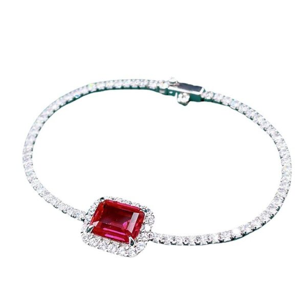 S925 Sterling Silver Synthetic 810 Emerald Bracelet - Image 2