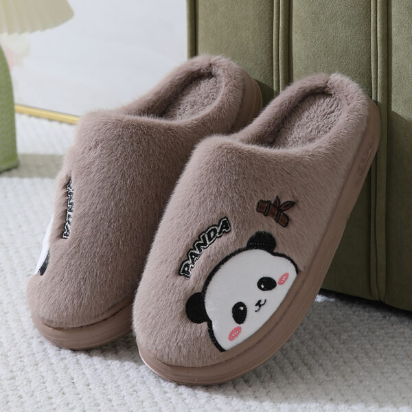 Cute Cartoon Panda Slippers Home Winter Warm Thick-soled Floor Bedroom Slipper Couples House Shoes - Image 7