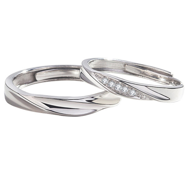 S925 Sterling Silver Love Couple Ring Simple Bracelet - Image 4